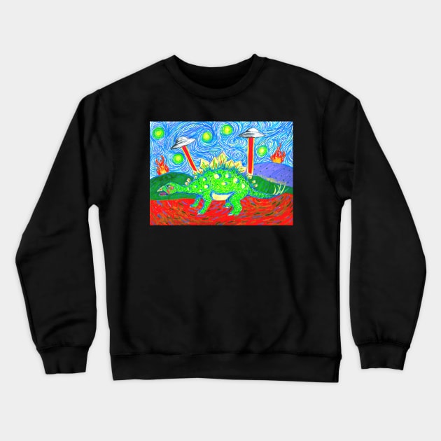 Stacy The Stegosaurus Crewneck Sweatshirt by Art of V. Cook